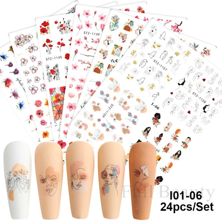 24 Pcs Halloween Nail Art Water Sticker