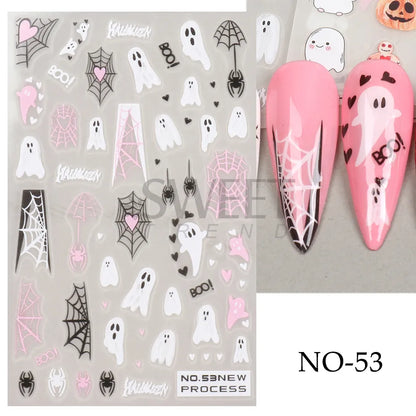 Halloween 3D Heart Web Nail Sticker