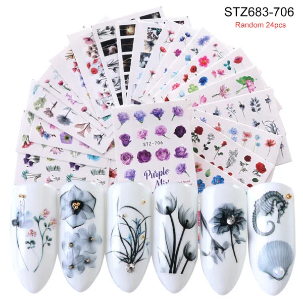 24 Pcs Halloween Nail Art Water Sticker