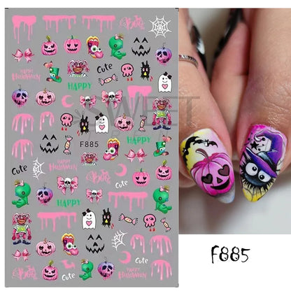 Halloween 3D Heart Web Nail Sticker