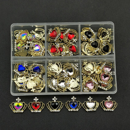 60pcs/Box Nail Rhinestones Cherry/Planet/Heart Nail Charms