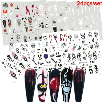 24 Pcs Halloween Nail Art Water Sticker