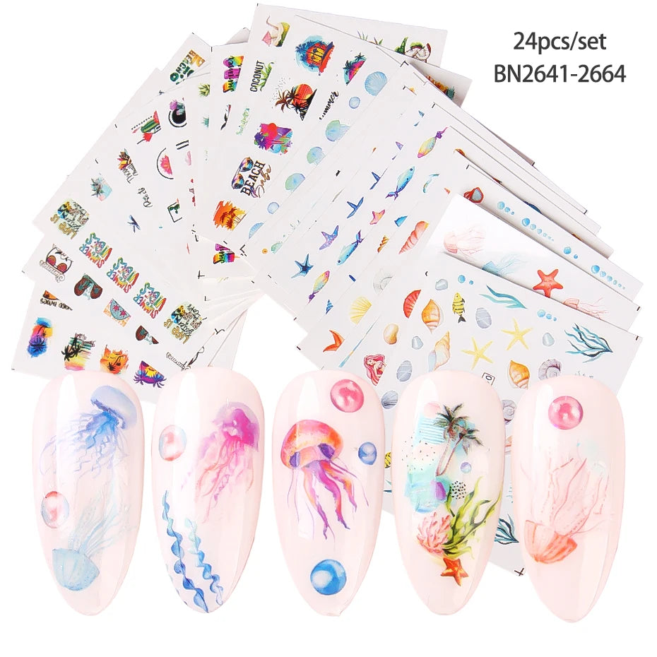 24 Pcs Halloween Nail Art Water Sticker