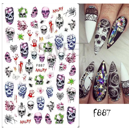 Halloween 3D Heart Web Nail Sticker