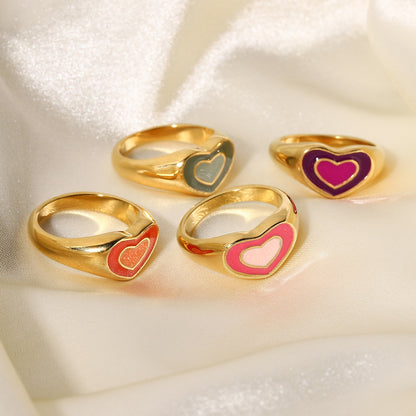 Chunky Color Jewelry Gold Plated Heart Ring