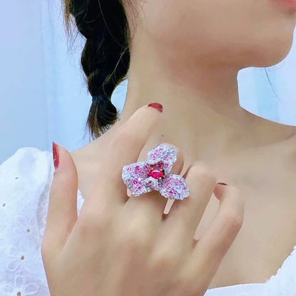 Pink and Sliver Handmade Fashion Ring