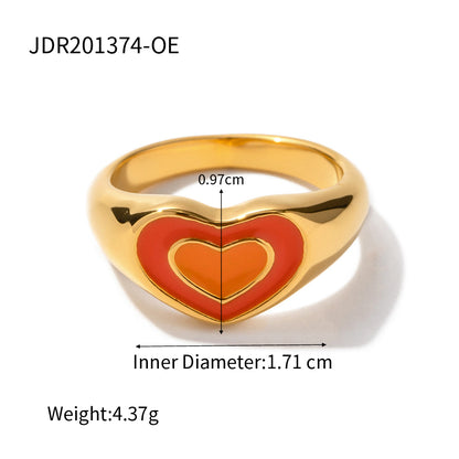 Chunky Color Jewelry Gold Plated Heart Ring