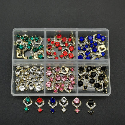 60pcs/Box Nail Rhinestones Cherry/Planet/Heart Nail Charms