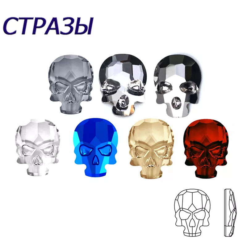 20pcs Glass Crystal Multi - Color Skull