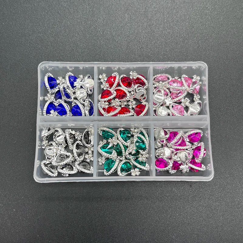 60pcs/Box Nail Rhinestones Cherry/Planet/Heart Nail Charms