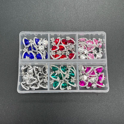 60pcs/Box Nail Rhinestones Cherry/Planet/Heart Nail Charms