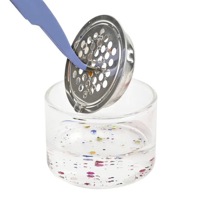 Dappin dish with glitter separator and brush cleaner