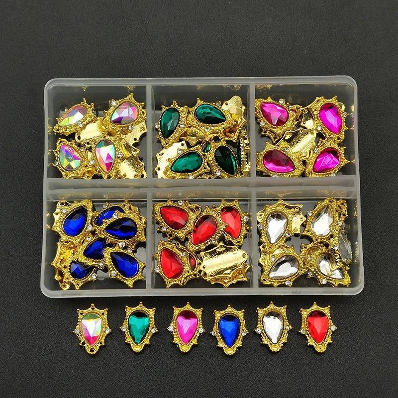 60pcs/Box Nail Rhinestones Cherry/Planet/Heart Nail Charms