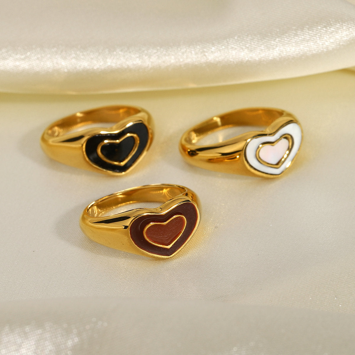 Chunky Color Jewelry Gold Plated Heart Ring