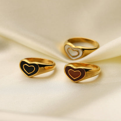 Chunky Color Jewelry Gold Plated Heart Ring