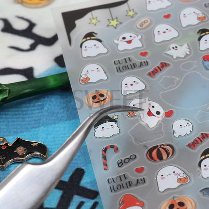 Halloween 3D Heart Web Nail Sticker