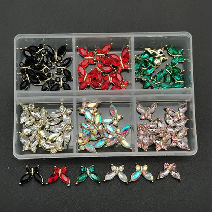 60pcs/Box Nail Rhinestones Cherry/Planet/Heart Nail Charms