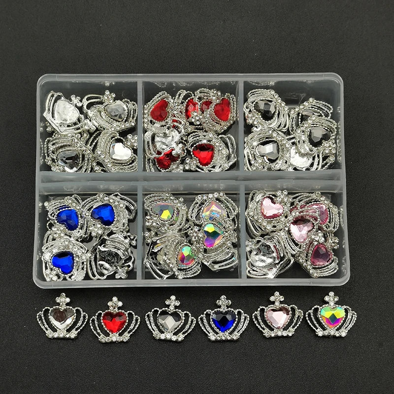 60pcs/Box Nail Rhinestones Cherry/Planet/Heart Nail Charms