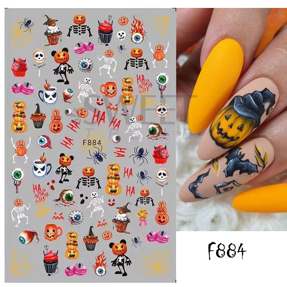 Halloween 3D Heart Web Nail Sticker