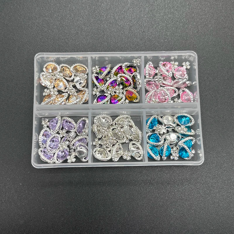 60pcs/Box Nail Rhinestones Cherry/Planet/Heart Nail Charms