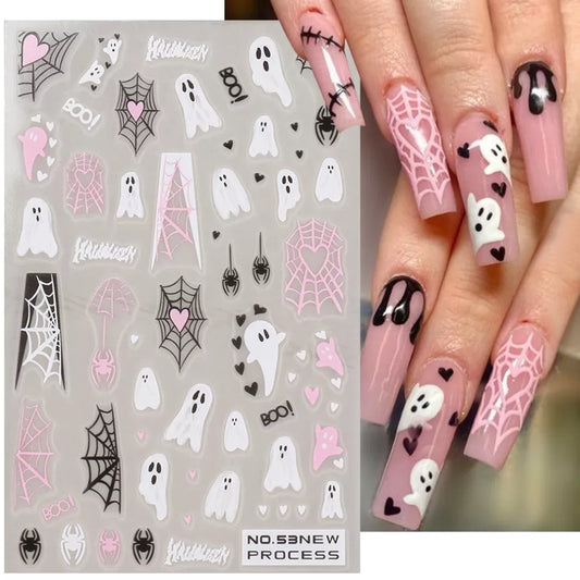 Halloween 3D Heart Web Nail Sticker