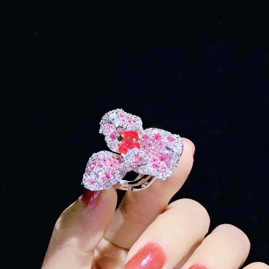 Pink and Sliver Handmade Fashion Ring