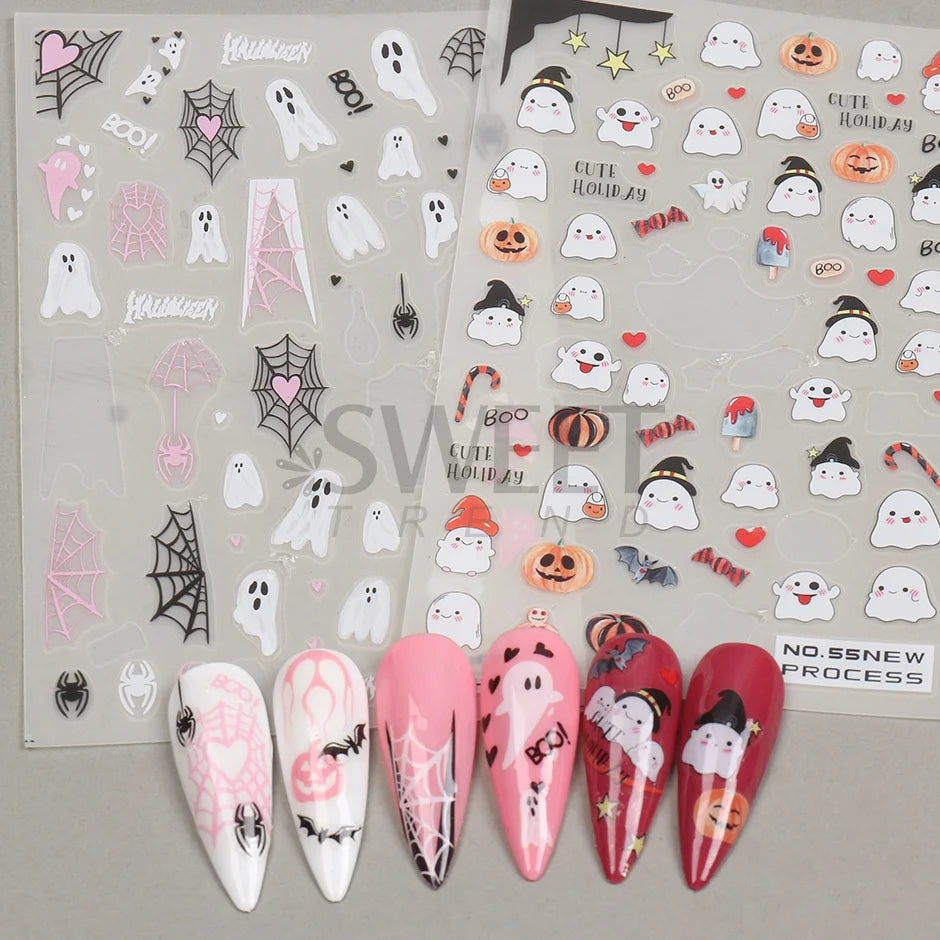 Halloween 3D Heart Web Nail Sticker