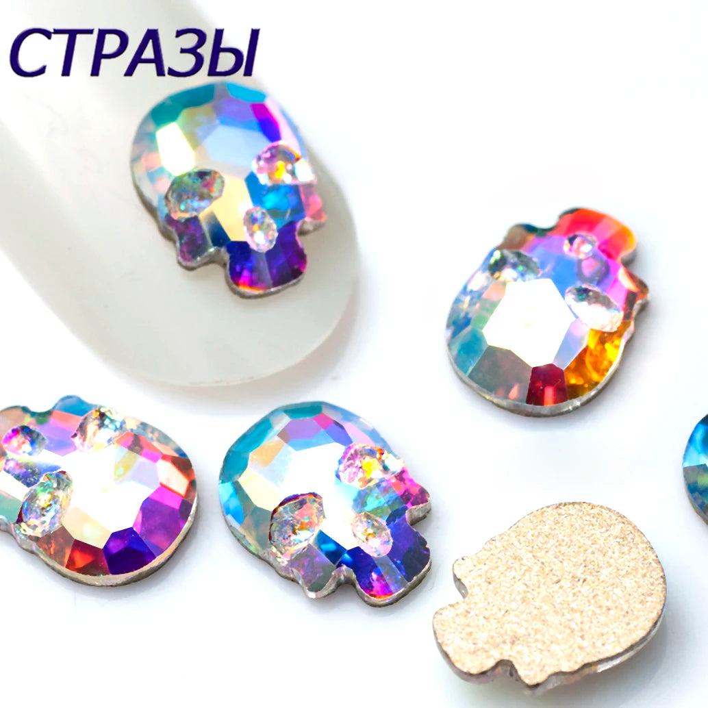 20pcs Glass Crystal Multi - Color Skull