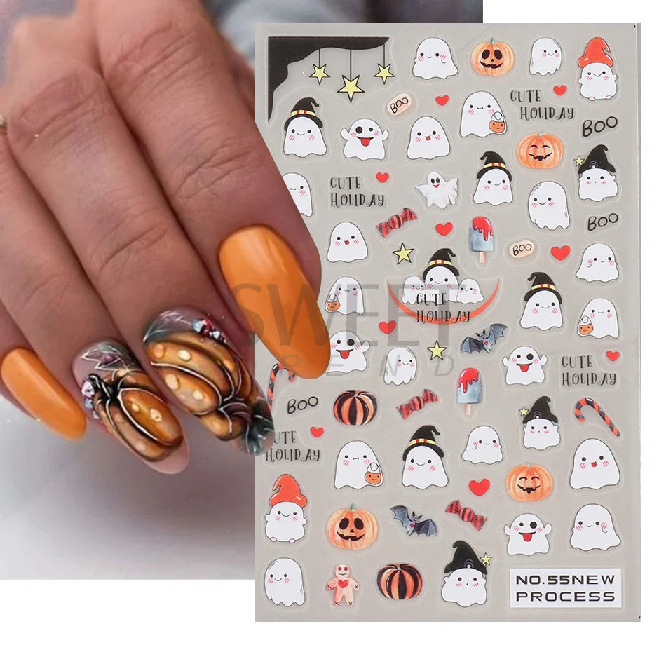 Halloween 3D Heart Web Nail Sticker