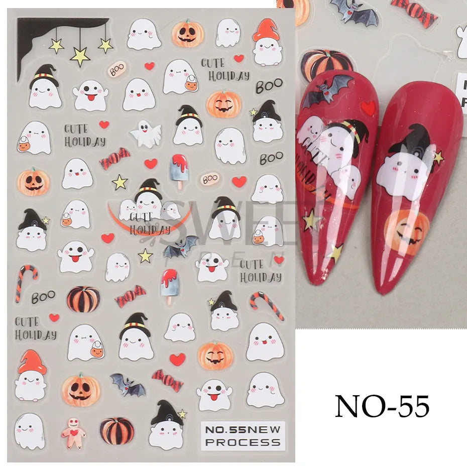 Halloween 3D Heart Web Nail Sticker