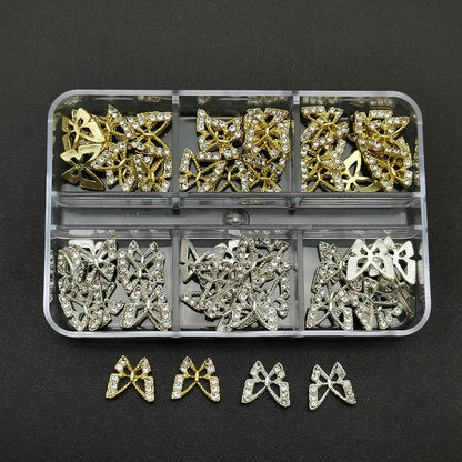 60pcs/Box Nail Rhinestones Cherry/Planet/Heart Nail Charms