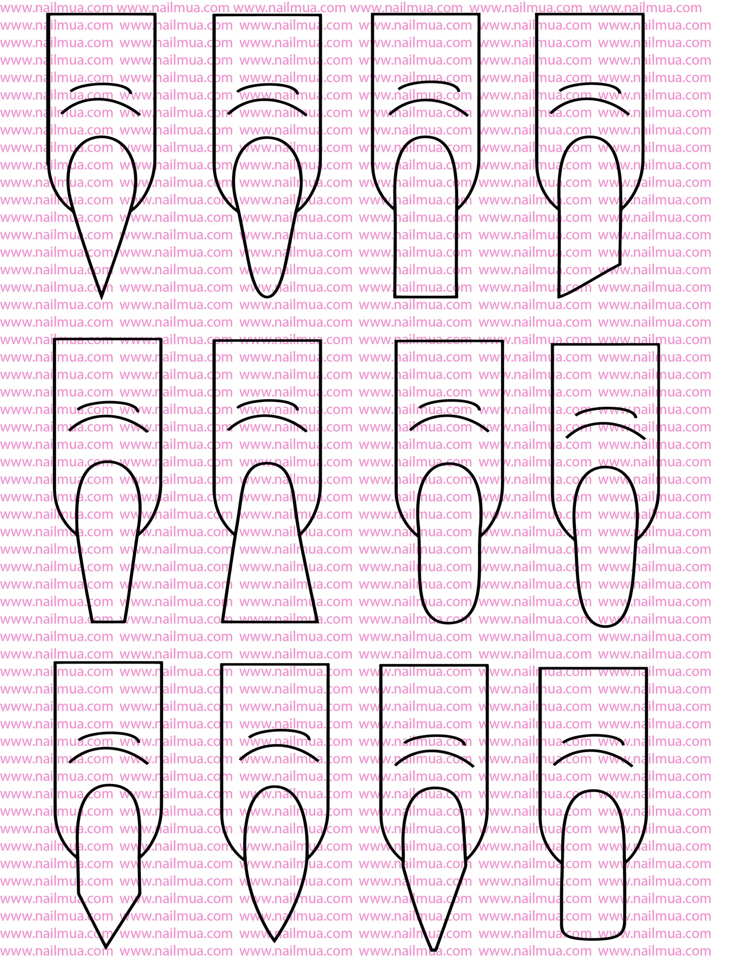 12 Vector Nail Shapes