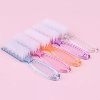 10Pcs Cleaning Nail Brush Multifunctional Brushes Clear Plastic Handle Grip Remover Scrubbing Pedicure For Manicure Tools